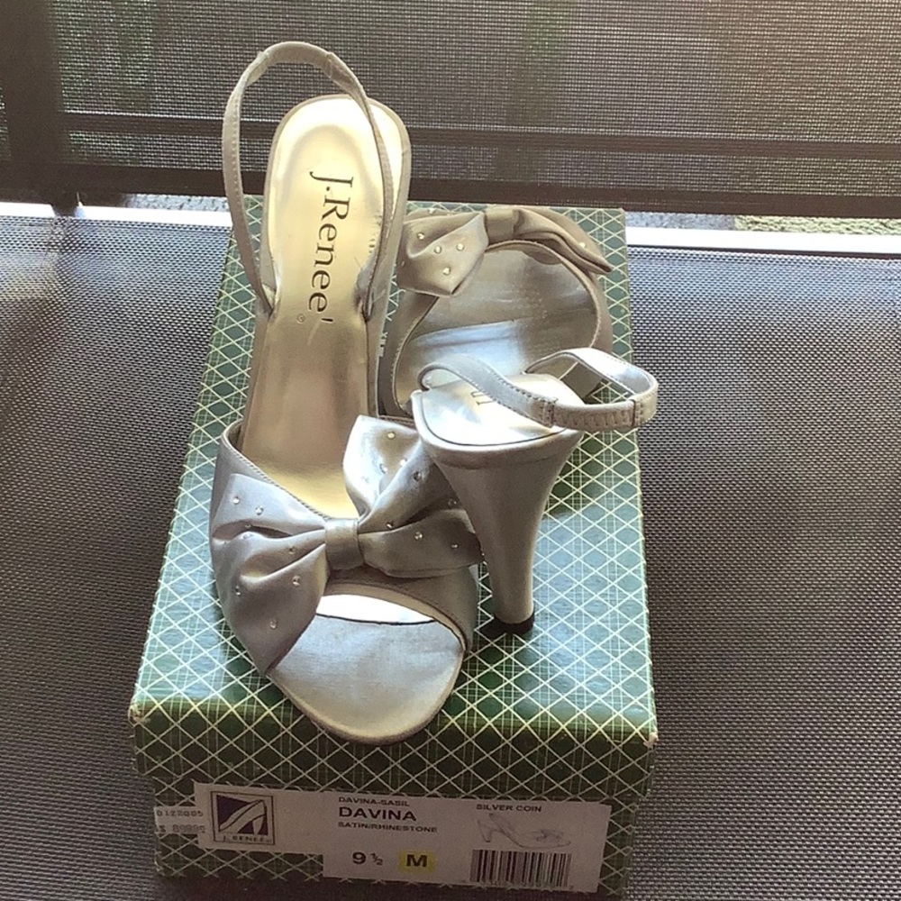 Silver sling back heels